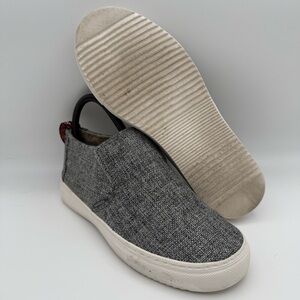 Women’s Hey Dude Peyton‎ Linen Grey Black Slip-On Canvas Casual Shoes Size 6